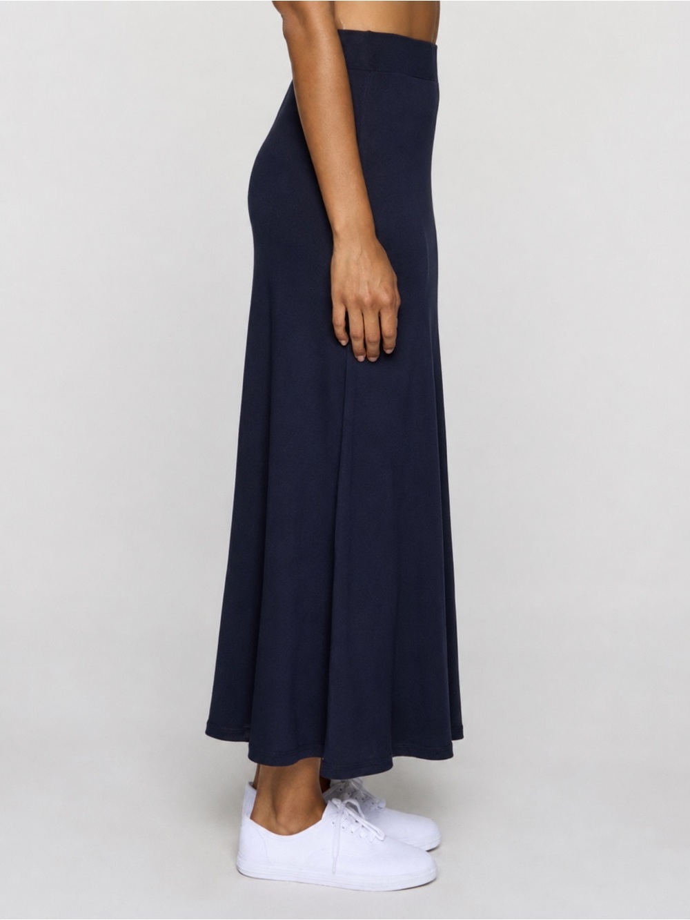 BLEUSALT The Long A-Line Skirt Navy Blue Modal Maxi Skirt Size 0 XS